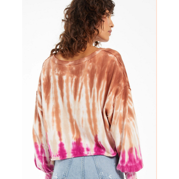 Z SUPPLY NWT Evereve Tempest Pullover Tie Dye Raw Hem Sweatshirt // S - Picture 4 of 11